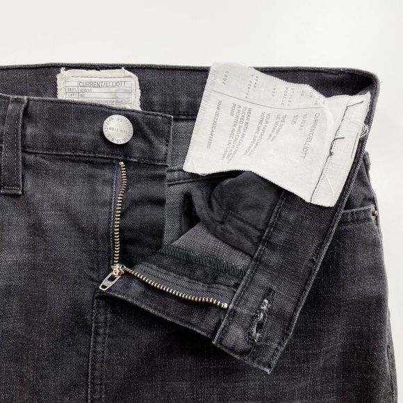 Current/Elliott Skinny Mini Denim Skirt Released Hem Drifter Washed Black 24 NWT - Picture 6 of 9